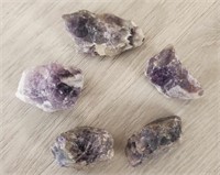 (5) Rough Natural Amethyst Gemstones