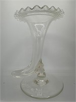 Vintage glass cornucopia vase
