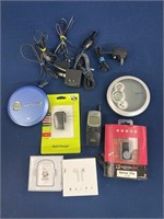 Portable CD players, wireless ear buds, assorted