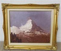 Mountain Oil Painting w/Gold Ornate Frame