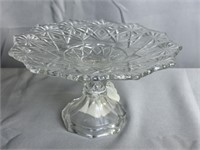 Vtg. Glass Pedestal Cake Plate