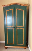 Solid Pine Wardrobe Painted Green
