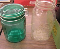 Vintage Mason Jar & Green Container
