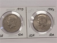 US KENNEDY 50¢ PIECES - 1971D & 1974D