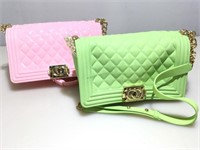 2 New Quilted Jelly Fashion Purse Crossbody.