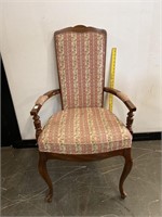 Vintage Straight Back Arm Chair Queen Anne Legs