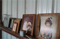 VINTAGE WALL ART, WIRE BASKETS AND WOOD FRAMES