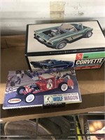 Corvette, Wolf wagon model kits, open,