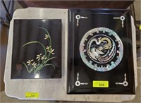 BLACK MOTHER OF PEARL INLAY TRAYED BOXES