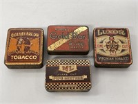 4 Tobacco Tins Inc Luxor, Gold Bar, Golden Arrow
