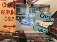 Car Signs, Corvette, Chevy, Metal and Paper Car