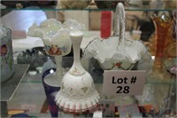 (3) pcs. Handpainted Fenton Glass:
