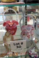 (3) pcs. Handpainted Fenton Glass: