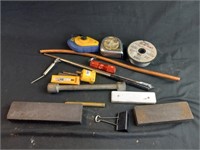 Box Lot of Miscellaneous Tools - Tape Measures,