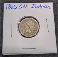 1863 Copper Nickel Indian Head Penny coin