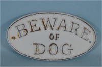 Cast Iron Beware of Dog Sign
