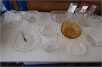 Clear and Amber Glass Serving Dishes