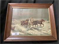 Framed Russian Hunting Scene Art Print.