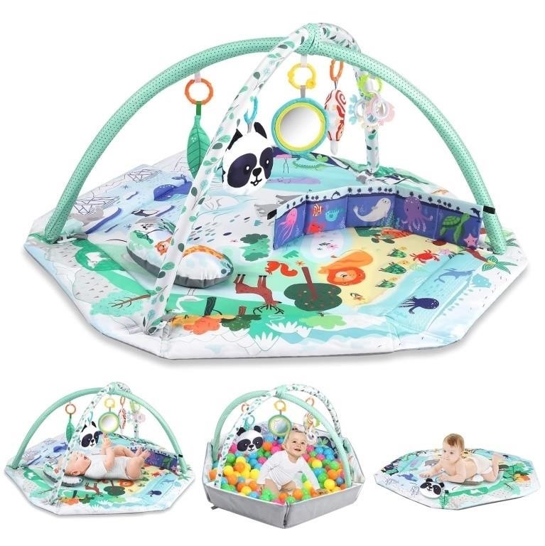 B3887  Baby Play Gym Mat & Activity Gym, 5 Toys