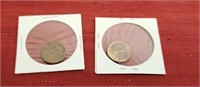 1966 and 1980 D USD 1 cent coins.
