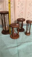 4 Wooden hourglasses
