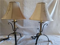 Pair  Iron and Brass Queen Anne Style Tripod