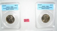 Pair of graded uncirculated Golden Dollar Preseden