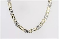 14 Kt Two Tone Contemporary Link Necklace