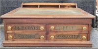 ANTIQUE J & P COATS SPOOL CABINET RETAIL COUNTER