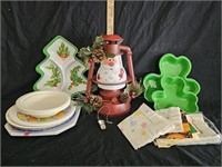 Santa Lantern, Holiday Trays, Plates, Napkins