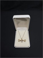 10K Gold & Diamond Necklace & Earrings