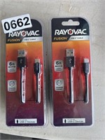 2 Rayovac Fusion USB-C 6' Cables, New U241