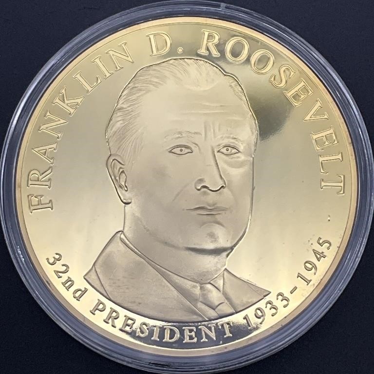 Franklin D. Roosevelt 3in Gold Layered Medal