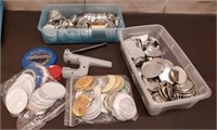 Box of Button Pin Supplies & Tools