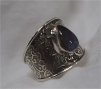 Sterling Silver Ring w/ Labradorite Sz 8.5
