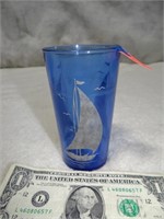 Cobolt Blue Sail Boat Drinking Glass