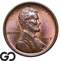 1917 Lincoln Wheat Cent, Gem BU Red-Brown