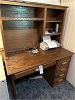 Oak computer desk, printer, copy paper