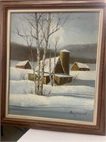 Signed Framed Painting Barn Scene