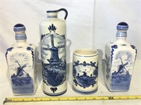 Delft Blue glassware lot.