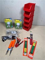 Tools, light bulbs, hardware storage