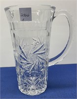 Fancy Cut Glass Pitcher 9.5” h