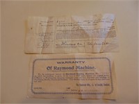 Guelph - Raymond Sewing Machine Warranty