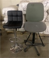 Chrome Bar Stool & Rolling Chair (4’H) **Located