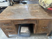 VINTAGE ALL WOOD SECRETARY DESK 52 IN WIDE