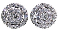 10kt Gold 1.00 ct VS Lab Diamond Halo Earrings