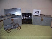 3 Metal Boxes and Car