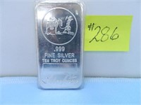 Silver Towne, .999 Fine Silver Ten Troy Ounces Bar