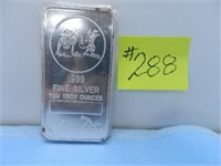 Silver Towne, .999 Fine Silver Ten Troy Ounces Bar