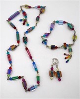 Rainbow Art Glass Jewelry Set